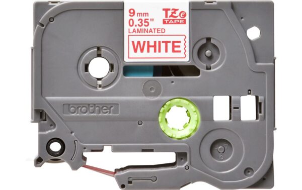 Brother P-touch Schriftband TZ-222,TZ-Band laminiert,rot auf weiss, 9mm, 8m