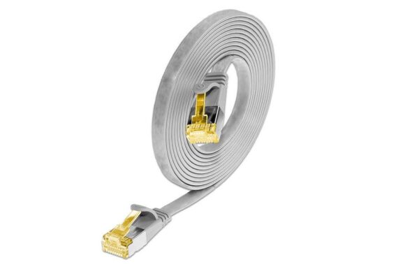 Slim Wirewin Patchkabel: U/FTP, 1.5m, grau Cat.6A, geschirmt, PVC, flach, 1.85x6mm