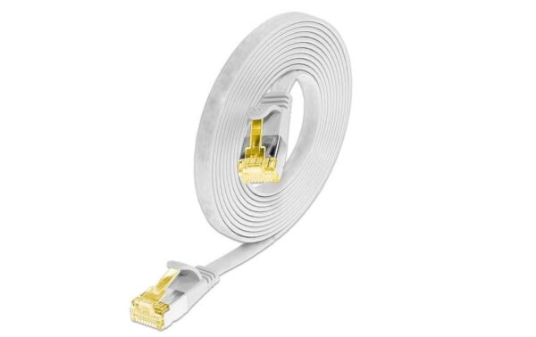 Slim Wirewin Patchkabel: U/FTP, 10cm, weiss Cat.6A, geschirmt, PVC, flach, 1.85x6mm