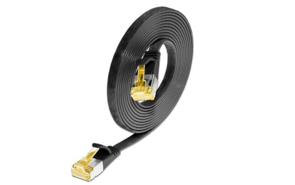 Slim Wirewin Patchkabel: U/FTP,1.5m,schwarz Cat.6A, geschirmt, PVC, flach, 1.85x6mm