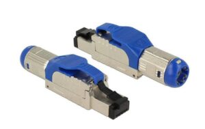 Delock Feldkonfektionierbarer RJ45 Stecker KAT8, geschirmt, toolless, Metall