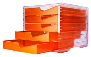 Styroswingbox NEONline mit 5 Schubladen Gehäuse transparent,Schubladen neon-orange