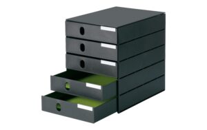 Styroval pro Box mit 5 Schubladen geschl. Gehäuse schwarz, Schubladen schwarz