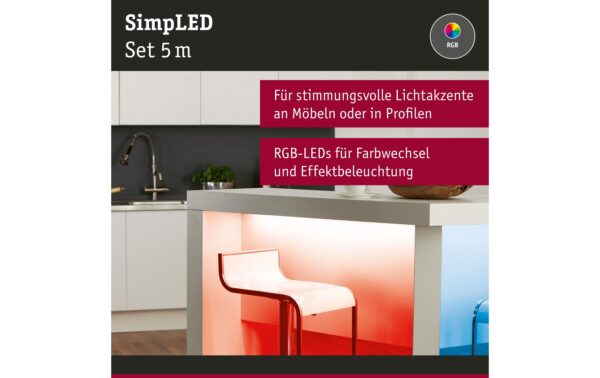 Paulmann LED Stripes SimpLED Rol 5 m RGB 20W, RGB, 600lm