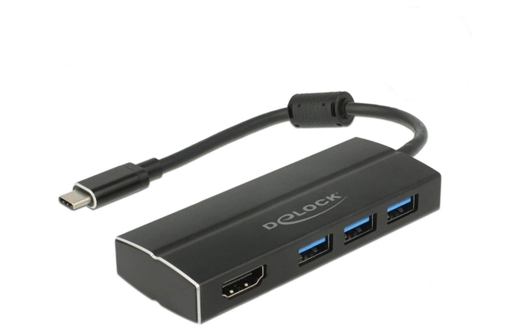 836630 - Mediatech Delock USB 3.1 Gen1 Adapter Type-C Stecker 3x USB Typ-A + 1x HDMI (DP Alt Mode) kaufen Schweiz | Mediatech.ch