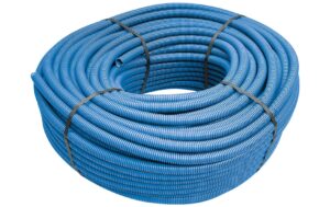 841668 - Mediatech Installationsrohr gewellt blau, M20, 25m mit Einzugsdraht, KRFWG, schwer entflammbar