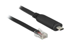Delock USB-C zu RJ-45 Konsolenkabel, 2m RS-232,Kompatibel mit Cisco Geräten,schwarz