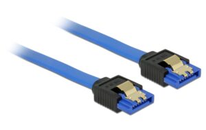 Delock SATA-3 Kabel: 50cm,Metall Clip, blau 6 Gbps, kompatibel mit Sata2 und 1