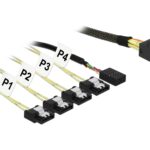 Delock HD-Mini SAS Kabel SFF-8643 zu 4x SATA 7 Pin + Sideband, 1m
