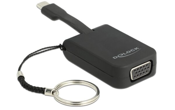 850087 - Mediatech Delock Monitoradapter USB Typ-C zu VGA, DP Alt 4K, 60Hz, 3cm, mit Schlüsselanhänger kaufen | Mediatech.ch