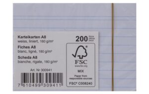 Office Karteikarten A8 weiss liniert, 180g, 200 Blatt