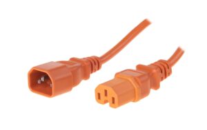 Verlängerungs-Netzkabel C14/C15, 3m orange, H05VV-F3G1.0