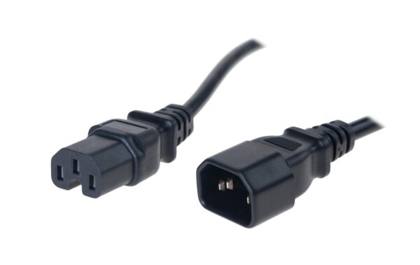 Verlängerungs-Netzkabel C14/C15, 3m schwarz, H05VV-F3G1.0