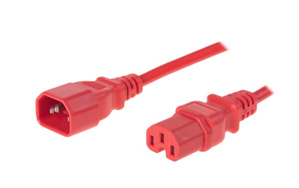 Verlängerungs-Netzkabel C14/C15, 1.5m rot, H05VV-F3G1.0