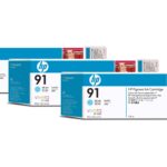 HP Tinte Nr. 91 - Light Cyan (C9486A) 3er-Pack, 775ml