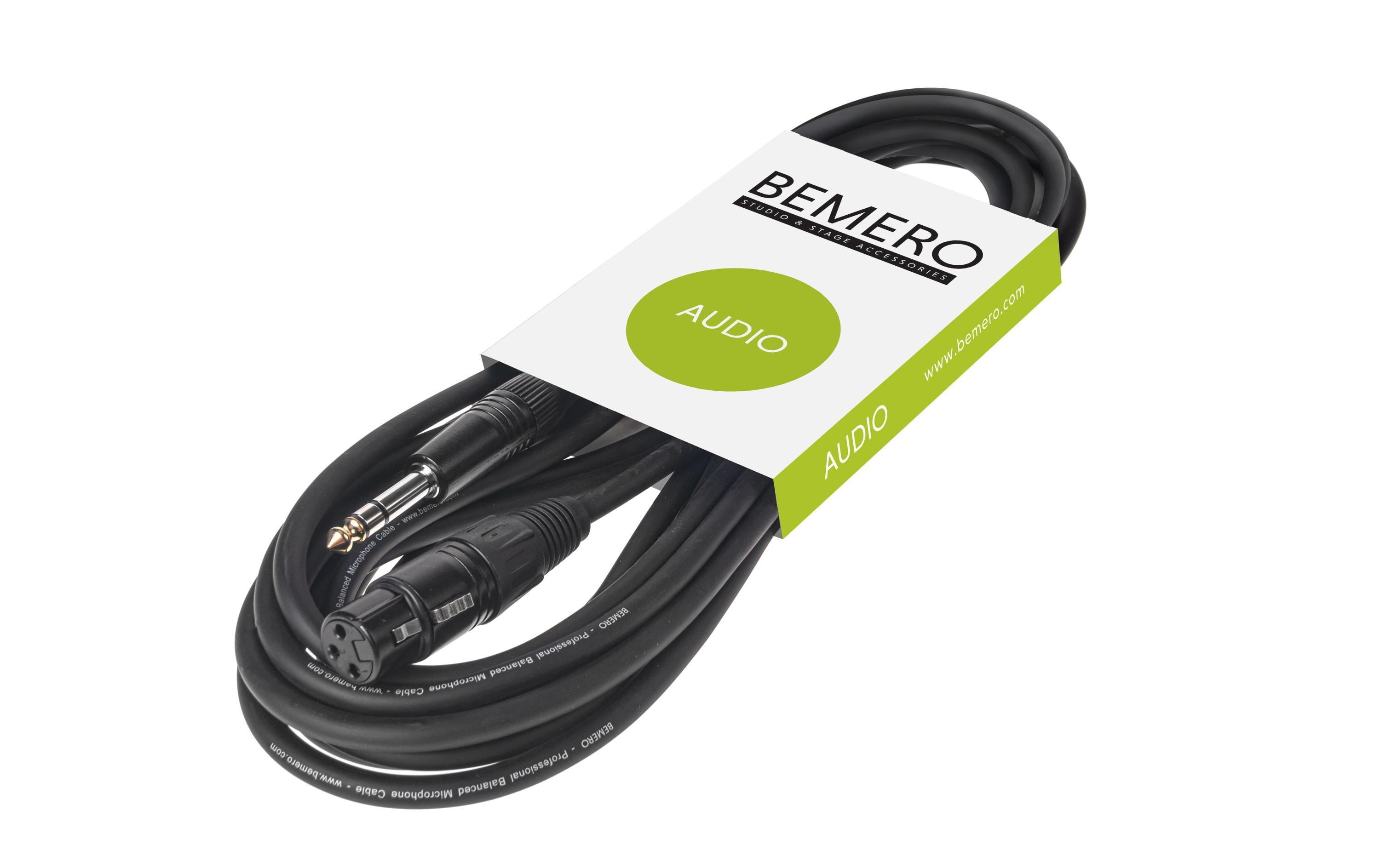 889752_1 - Mediatech Bemero BAC4015-300BK XLRf - 6.3 Klinken 3m Mikrofonkabel symmetrisch, schwarz, M-Serie
