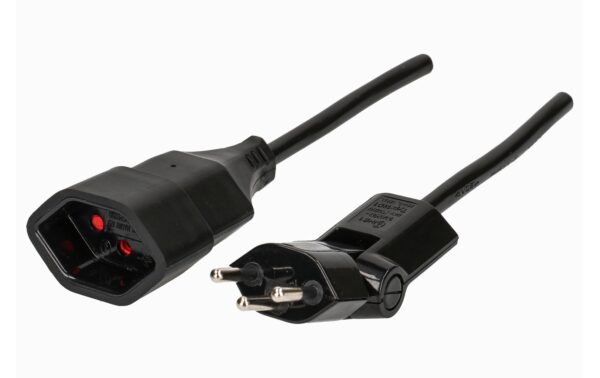 Max Hauri Verlängerungskabel 3 m schwarz Clip-Clap-Stecker angespritzt, Kinderschutz