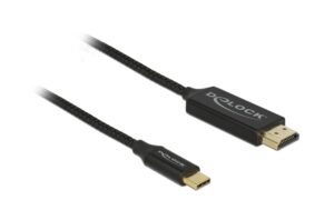 Delock USB-C - HDMI Kabel, Koaxial, 2m Schwarz, Auflösung bis 3820 x 2160 @ 60 Hz