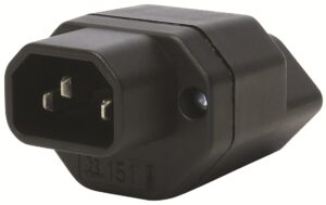 89762 - Mediatech STEFFEN Umwandlungsstecker IEC320 auf T13, sw 65° kaufen | Mediatech.ch