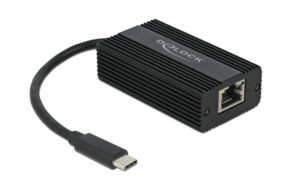 Delock USB3.1 Typ-C zu LAN Adapter 0,1/1/2.5Gbps, schwarz, Kompakt