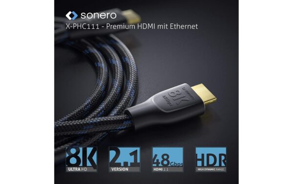 Sonero Ultra High Speed HDMI 2.1 8K Kabel 3.00m, 8K, HDR, 48Gbps, 3D