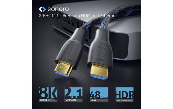 Sonero Ultra High Speed HDMI 2.1 8K Kabel 3.00m, 8K, HDR, 48Gbps, 3D