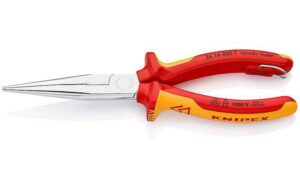Knipex Flachrundzange mit Schneide 200 mm verchromt  isol. 1000V,Öse, gerade