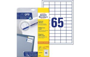 Avery Zweckform Etiketten A4, 38x21.2mm Packung zu 30 Blatt / 1950 Etiketten