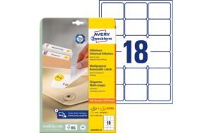 Avery Zweckform Etiketten stick+Lift, weiss 63.5x46.6mm, 30 Bogen / 540 Etiketten