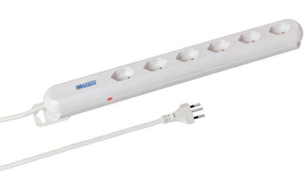 STEFFEN STEBA LINEA Steckerleiste 6xT13 Steckdosen quer, weiss, 3m Kabel, Magnet
