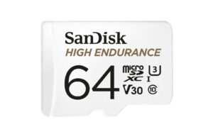 SANDISK microSDXC Card 64GB High Endurance U3, V30, bis zu 5'000h Full HD/4K Aufnahme