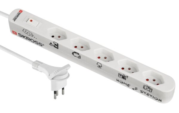 Schönenberger Steckdosenleiste Home Station 5xT13 quer mit Schalter, 1.5m Kabellänge, weiss kaufen | Mediatech.ch