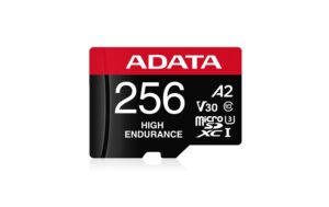 ADATA SDXC Card 256GB A2, High Endurance bis zu 40.000 Stunden Video, -25 bis 85 °C