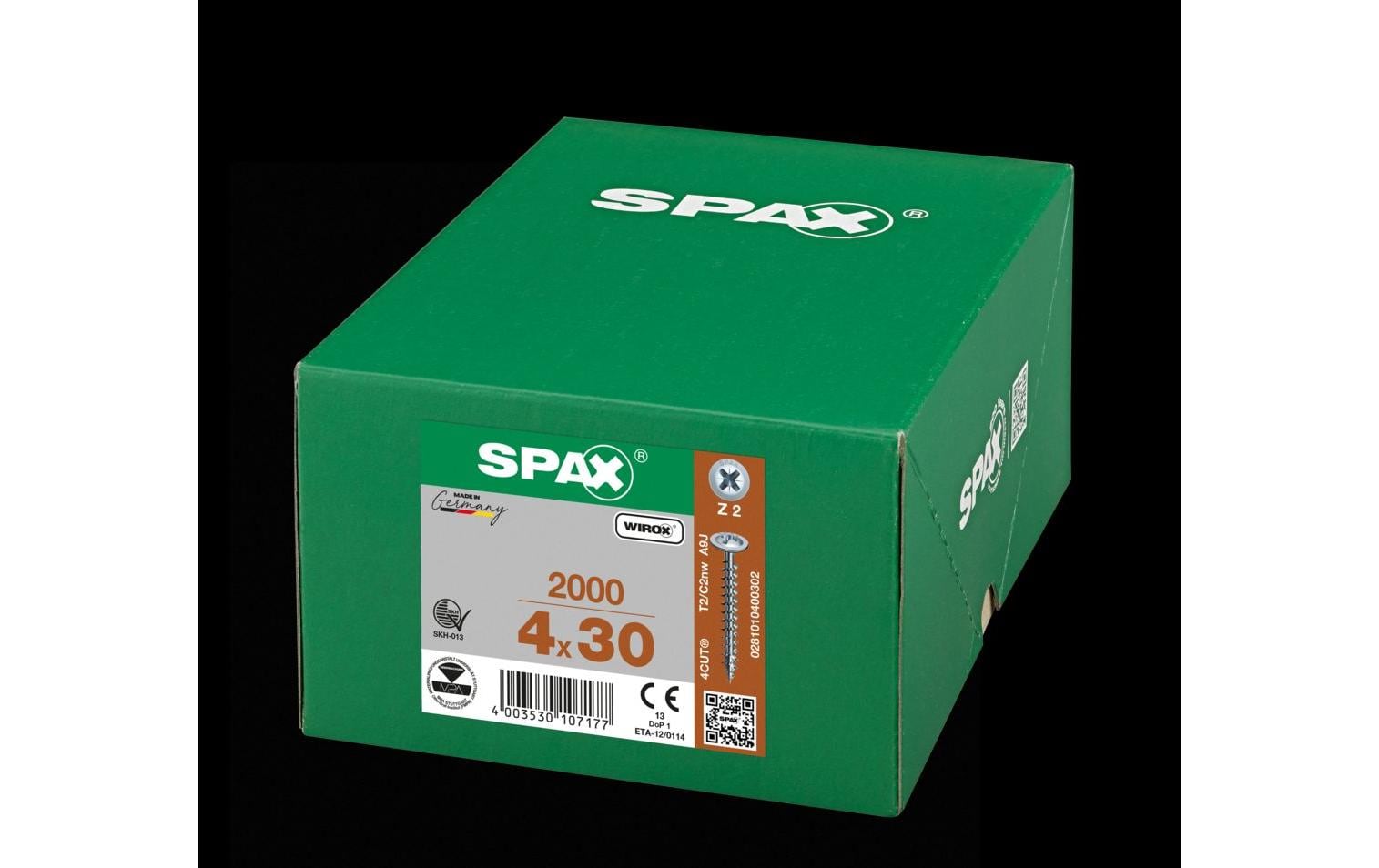 945558_1 - Mediatech SPAX Rückwandschrauben PZ2 4, 0x30 mm Vollgewinde, verzinkt, 1000 Stk.