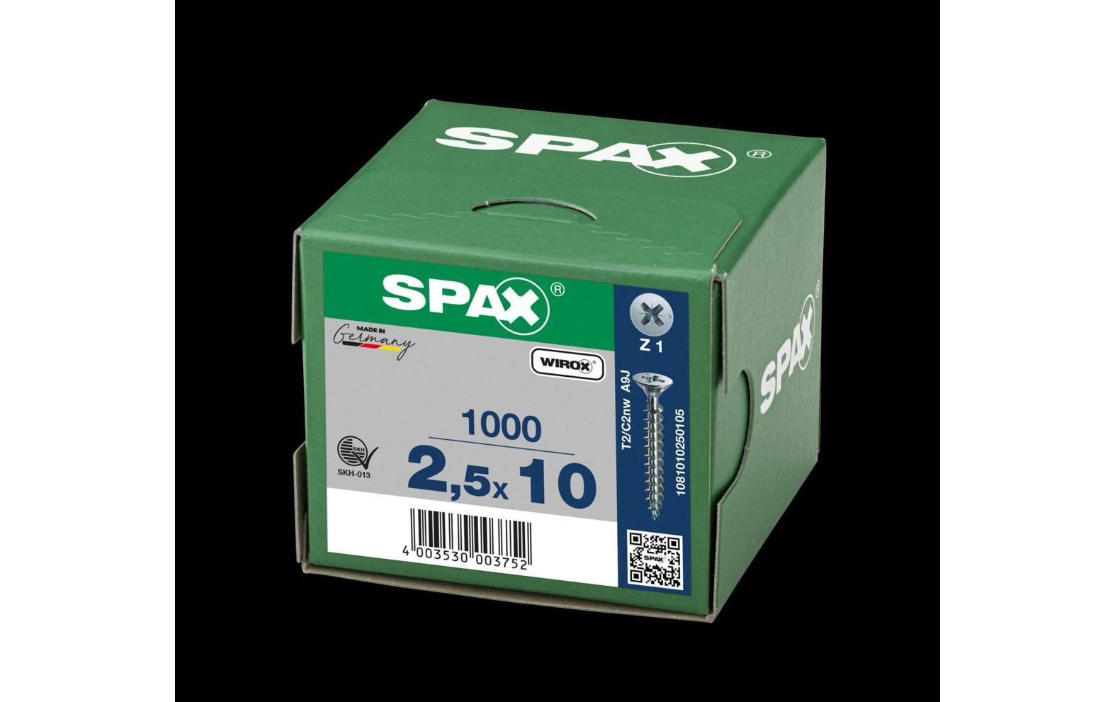 945563_1 - Mediatech SPAX Spanplattenschrauben SK PZ1 2, 5x10 mm Vollgewinde, verzinkt, 1000 Stk.