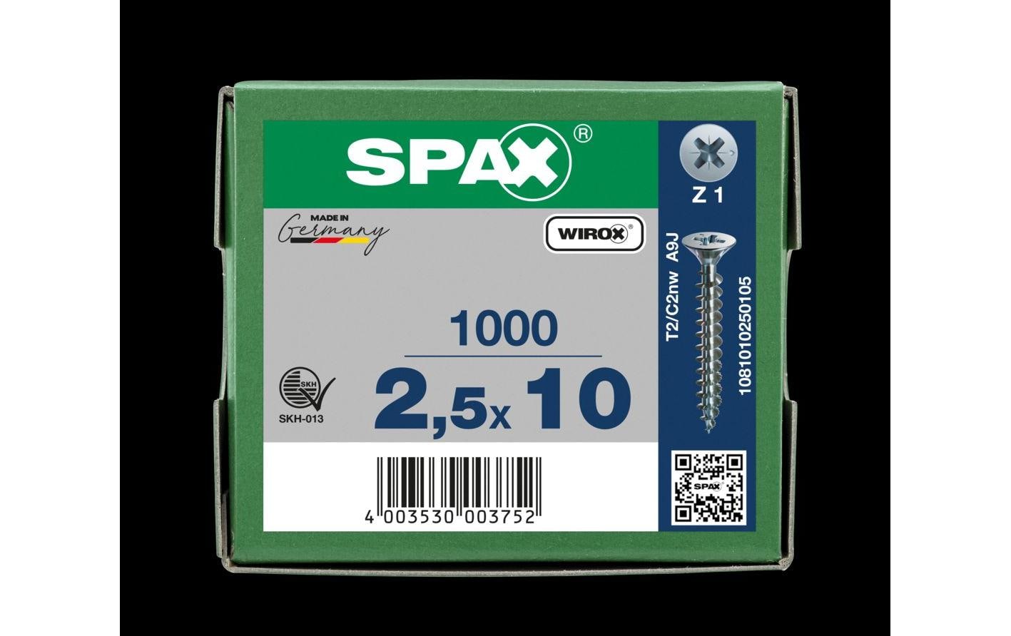 945563_2 - Mediatech SPAX Spanplattenschrauben SK PZ1 2, 5x10 mm Vollgewinde, verzinkt, 1000 Stk.