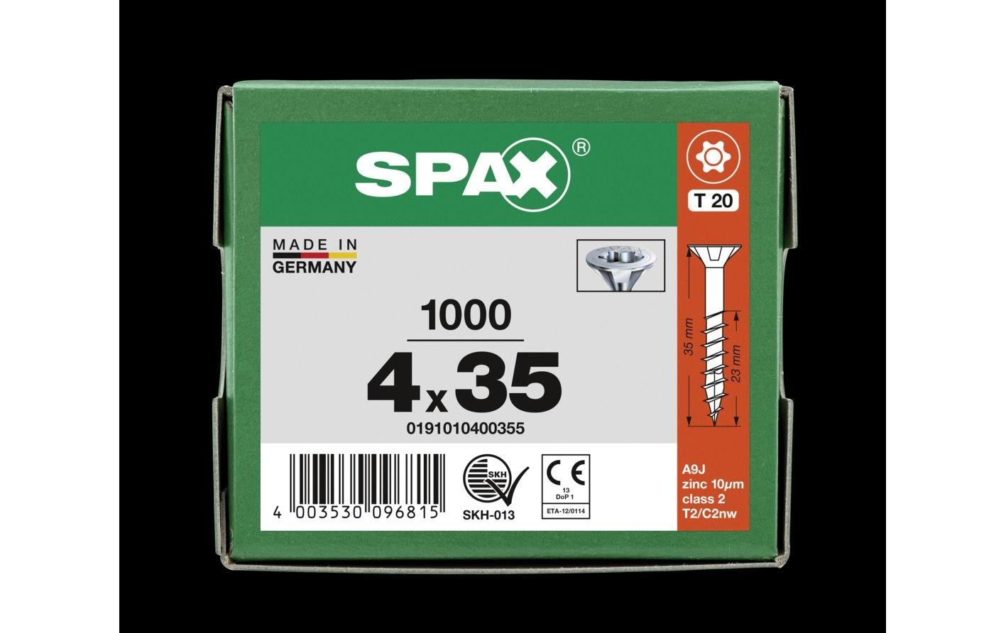 945629_2 - Mediatech SPAX Spanplattenschrauben SK T20 4, 0x35 mm Teilgewinde, verzinktt, 1000 Stk.