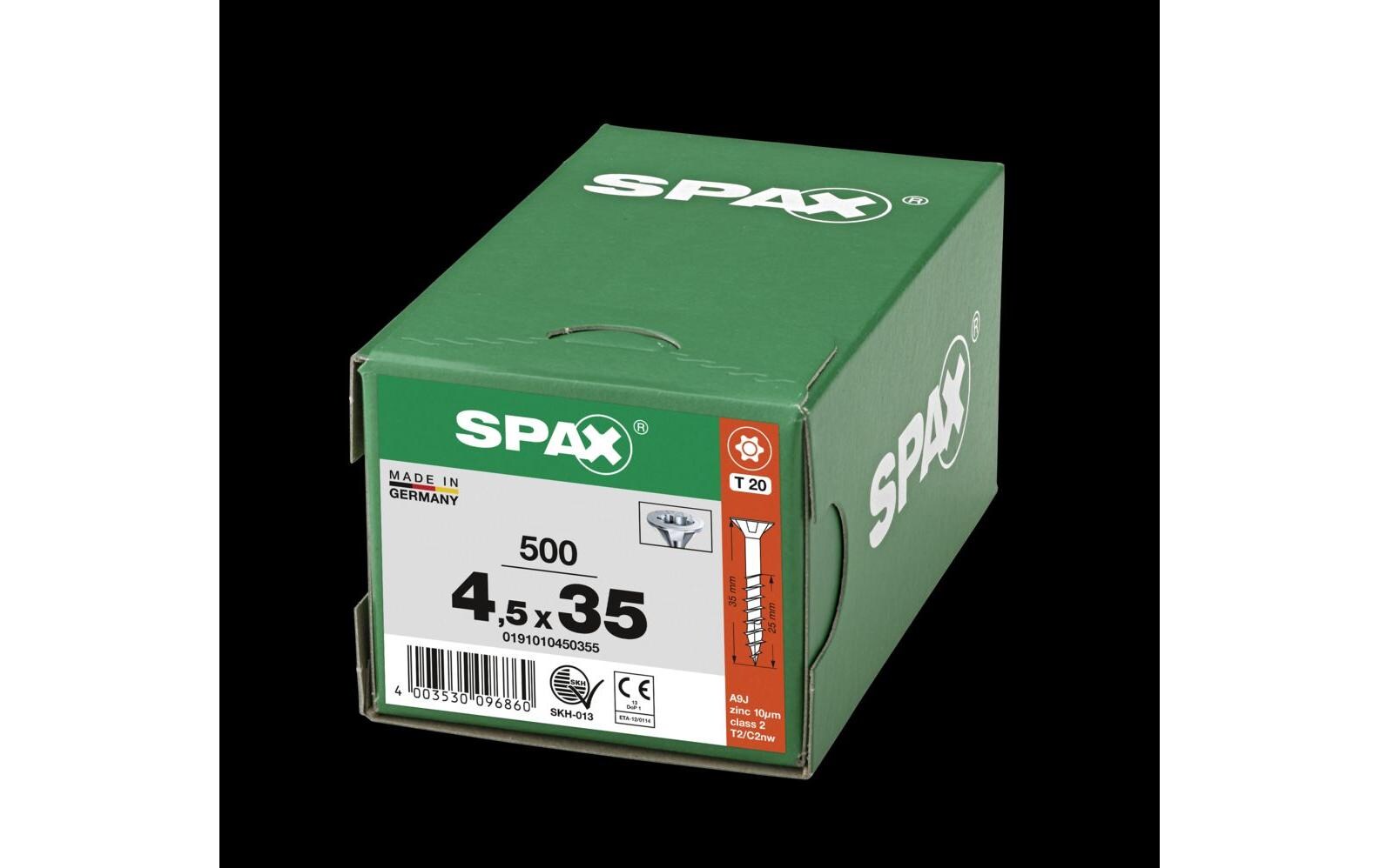 945637_1 - Mediatech SPAX Spanplattenschrauben SK T20 4, 5x35 mm Teilgewinde, verzinktt, 500 Stk.