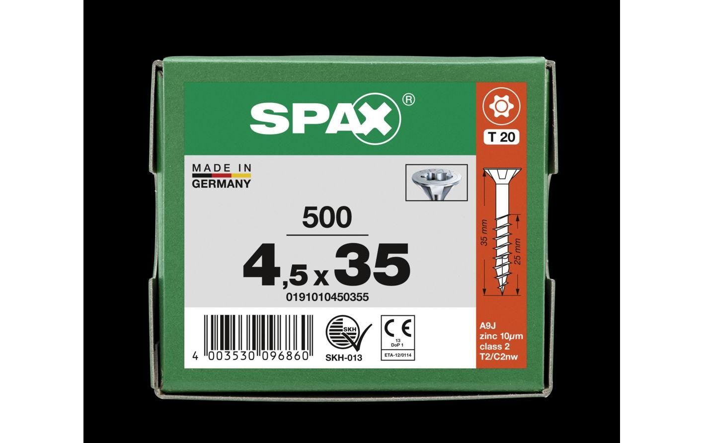 945637_2 - Mediatech SPAX Spanplattenschrauben SK T20 4, 5x35 mm Teilgewinde, verzinktt, 500 Stk.