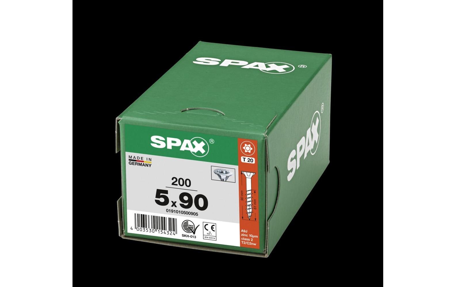945647_1 - Mediatech SPAX Spanplattenschrauben SK T20 5, 0x90 mm Teilgewinde, verzinkt, 200 Stk.