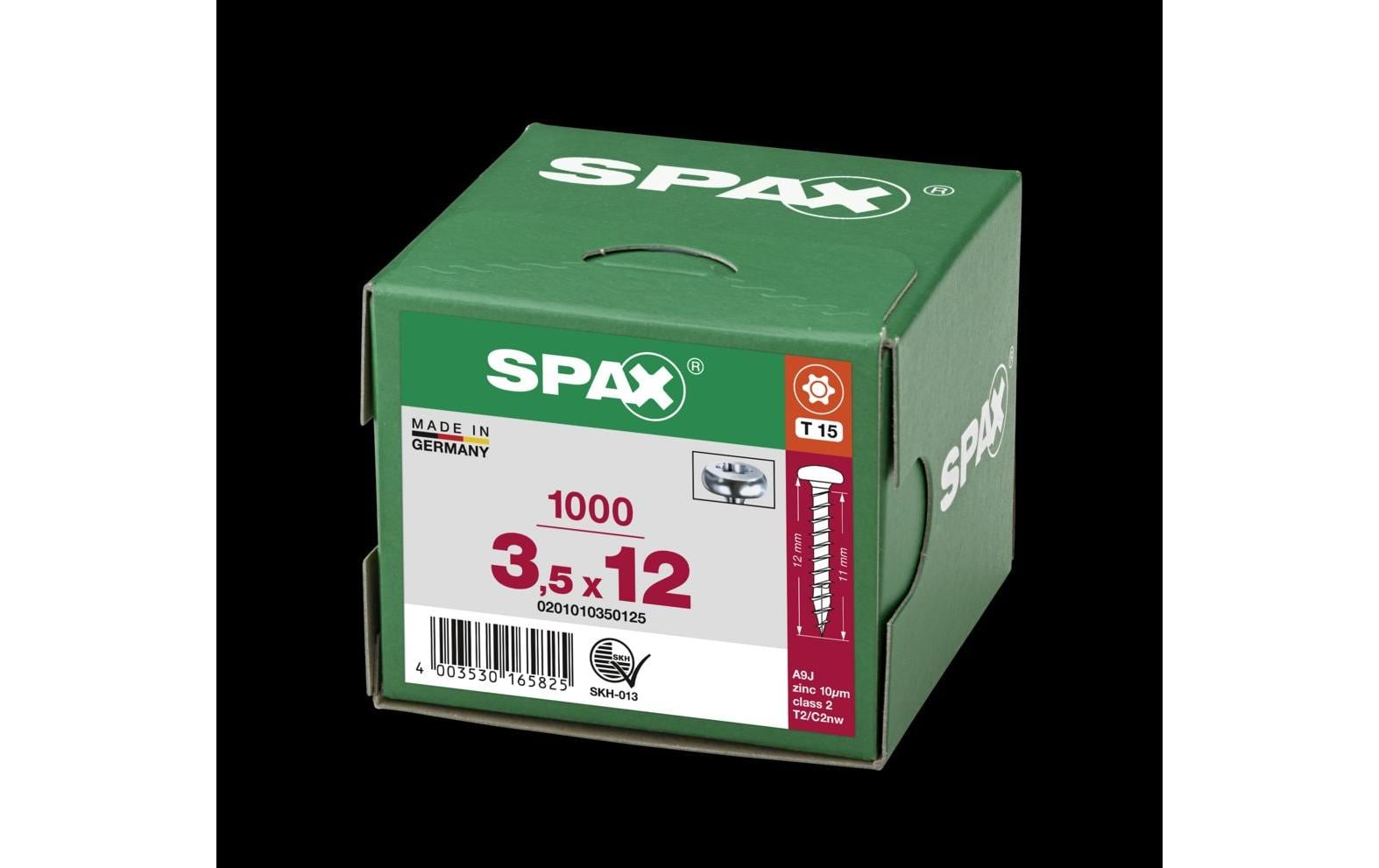 945662_1 - Mediatech SPAX Spanplattenschrauben PH T15 3, 5x12 mm Vollgewinde, verzinkt, 1000 Stk.