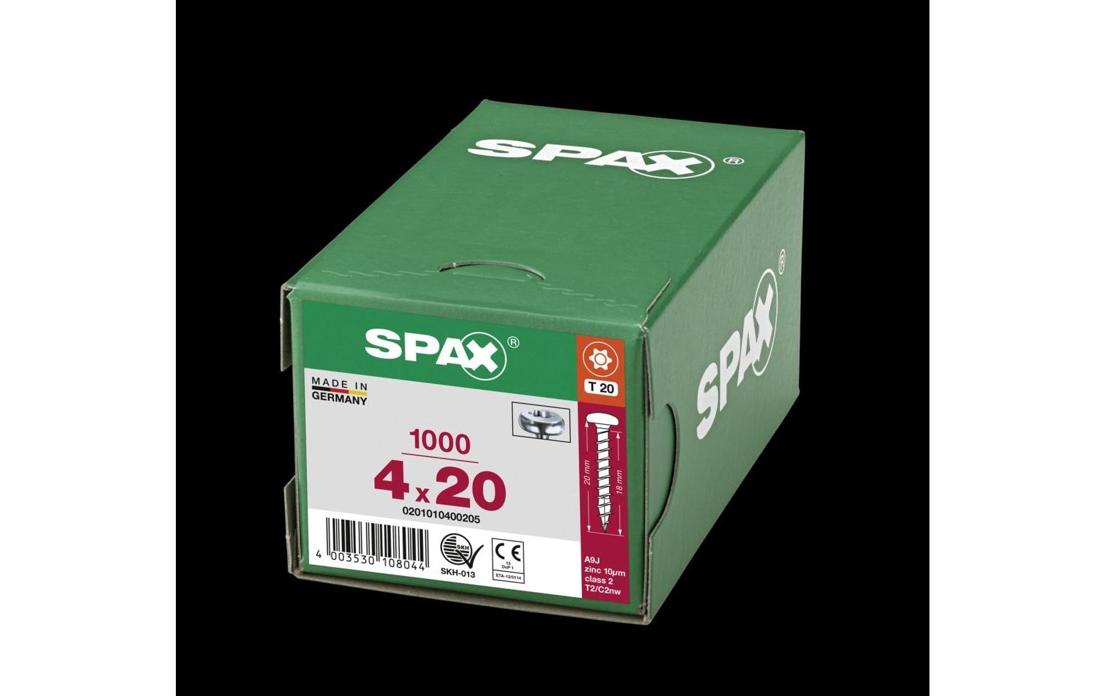 945669_1 - Mediatech SPAX Spanplattenschrauben PH T20 4, 0x20 mm Vollgewinde, verzinkt, 1000 Stk.