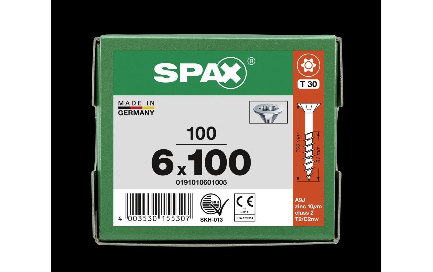 945707_2 - Mediatech SPAX Spanplattenschrauben SK T30 6, 0x100 mm Teilgewinde, verzinkt, 100 Stk.