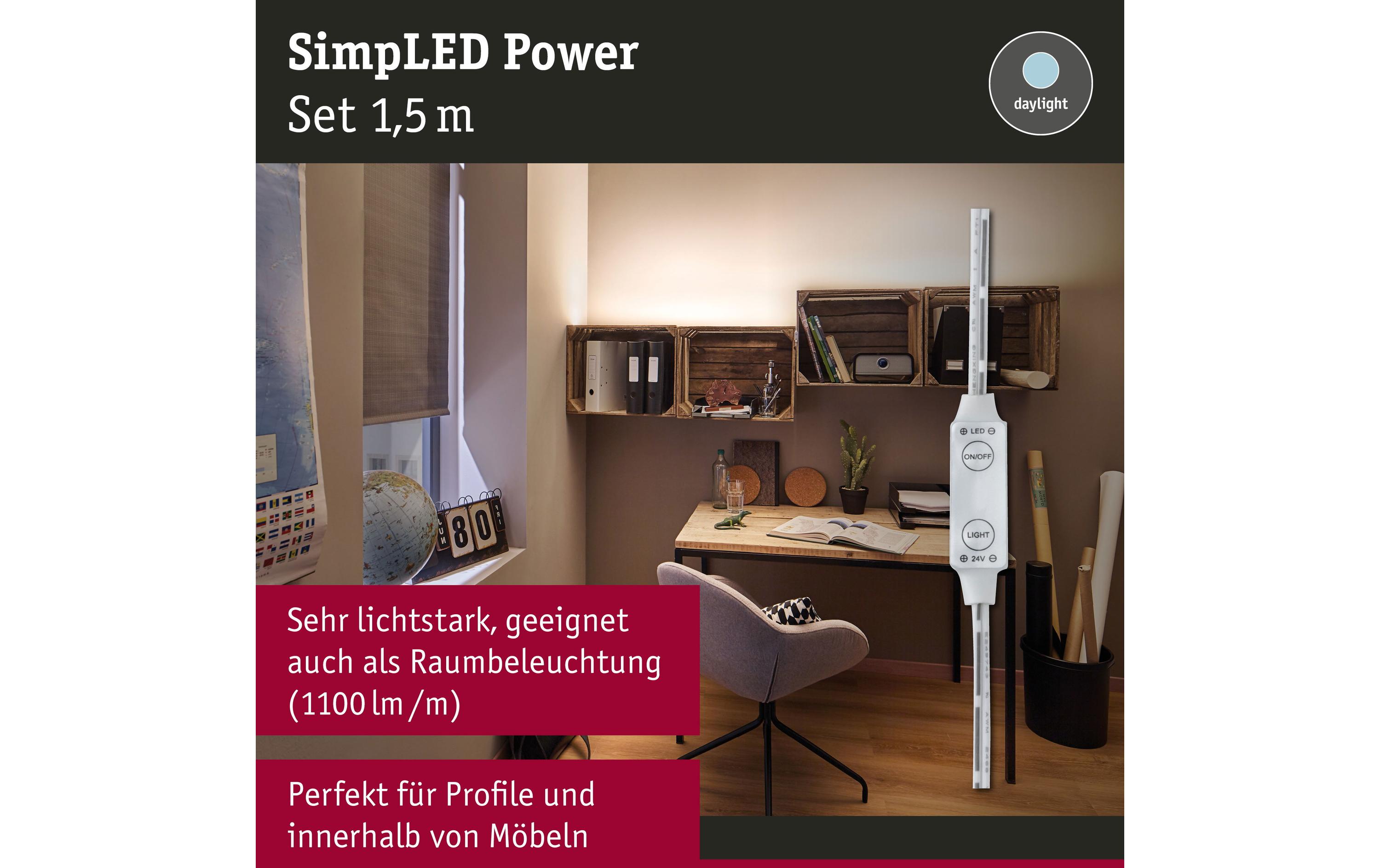 951242_2 - Mediatech Paulmann LED Stripe SimpLED Power NW, 4000K, 17W, 1650lm, 1.5m