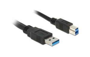 Delock USB3.0 Kabel, 2m, A-B, Schwarz für USB3.0 Geräte, bis 5Gbps