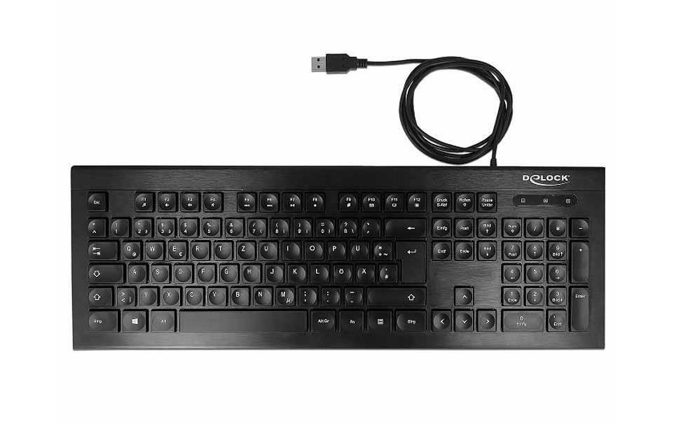 Delock USB Tastatur kabelgebunden 1,5 m schwarz (Water-Drop)