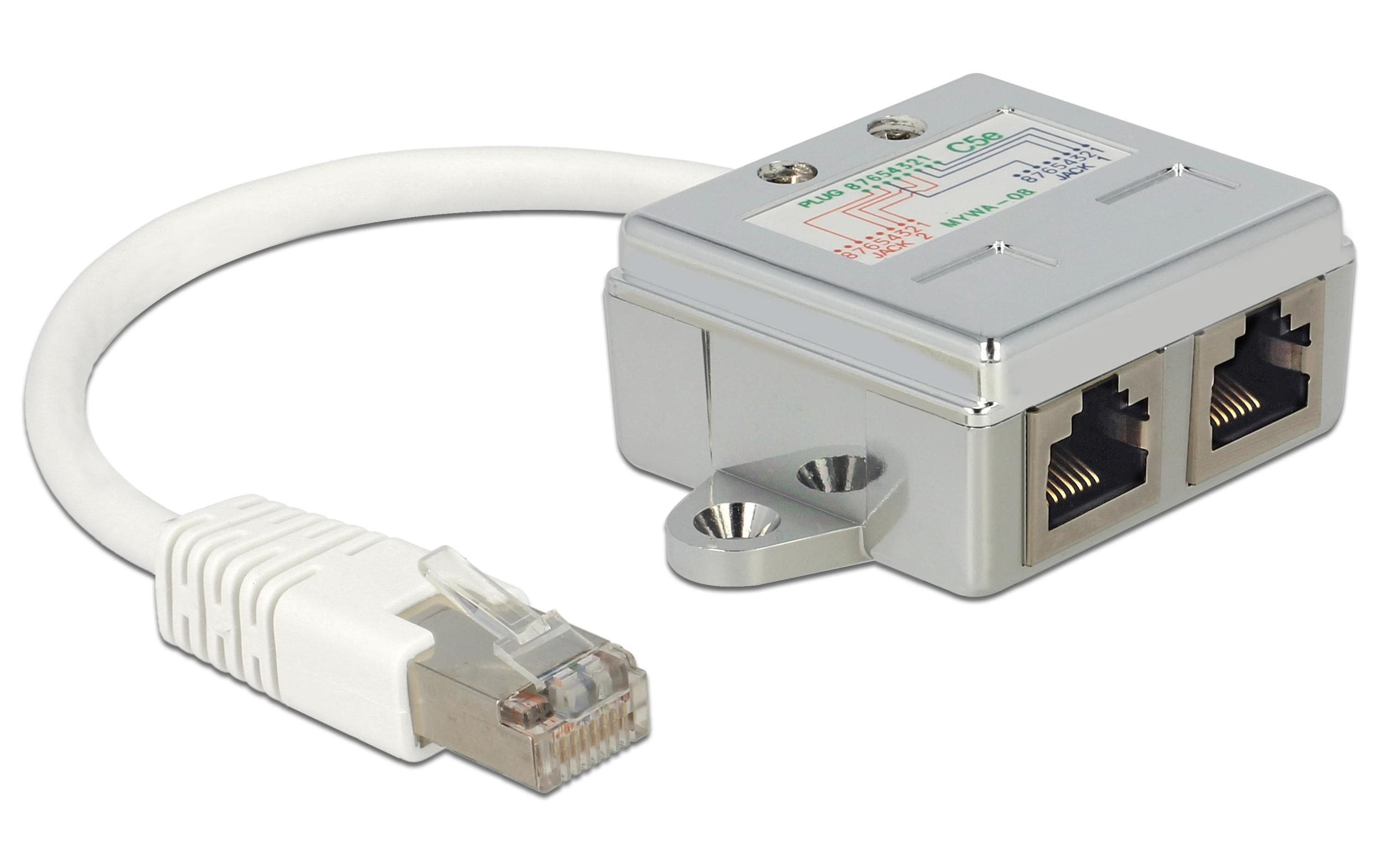 Delock RJ45 LAN-Anschlussverdoppler RJ45-Stecker auf 2x RJ45-Buchse, 100Mbps kaufen Schweiz | Mediatech.ch