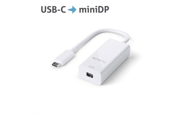 PureLink Premium Adapter USB Typ-C-Mini DP 4K bis 60Hz, Mini Displayport, 10cm, Weiss
