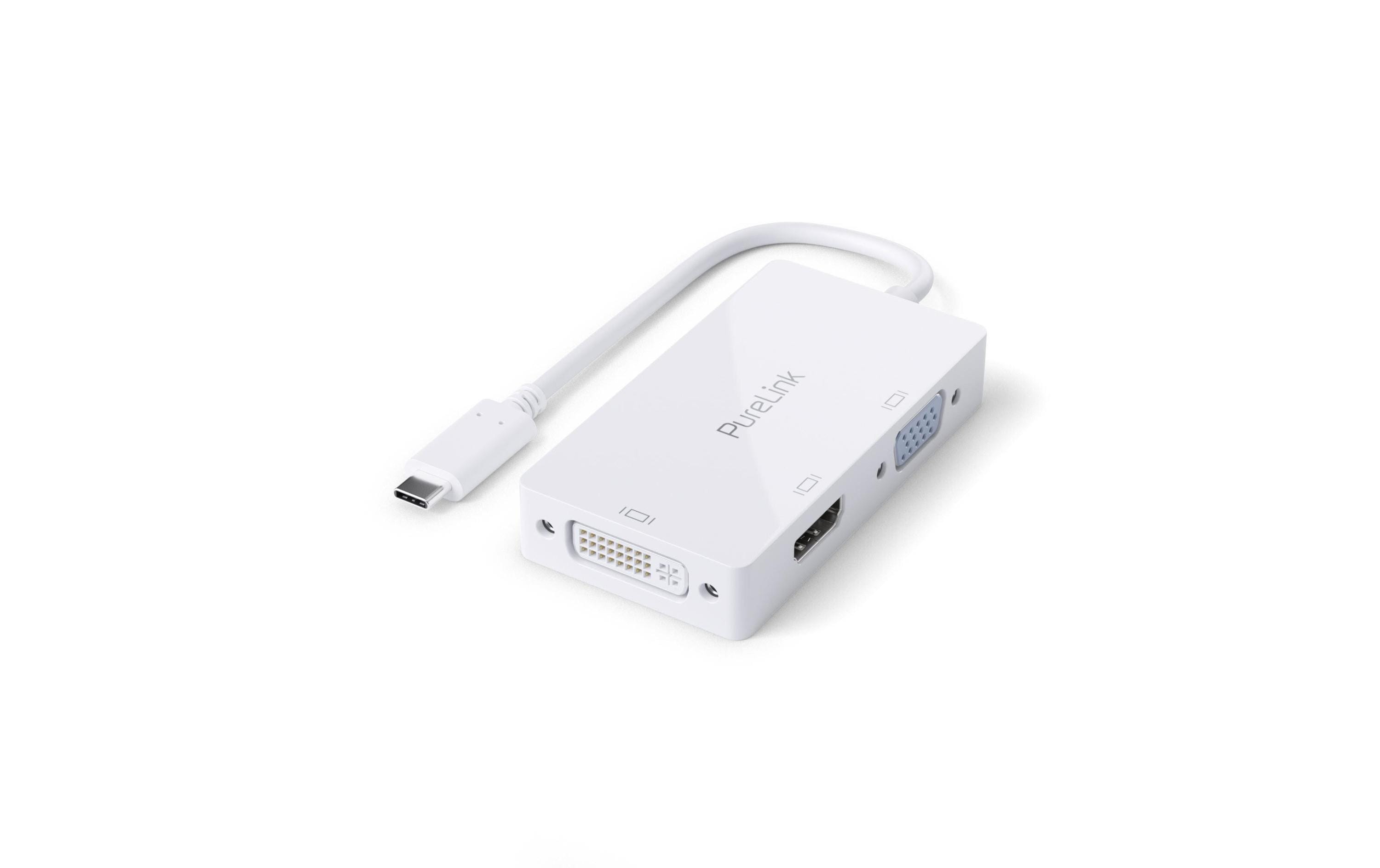PureLink Premium Multiport Adapter USB-C Ausgänge: VGA/HDMI/DVI/, 10cm, Weiss kaufen Schweiz | Mediatech.ch
