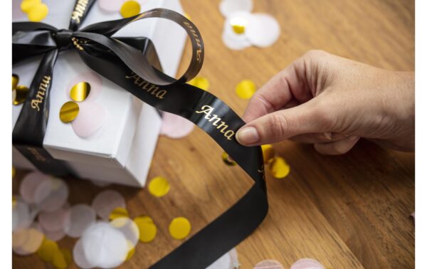 Brother P-touch Schriftband TZE-R354 Stoffband, gold auf schwarz, 24mm, 4m